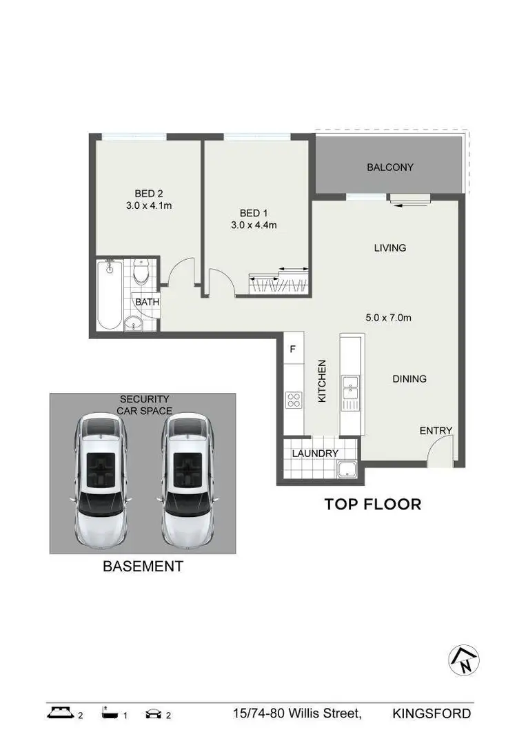 Floorplan of Homely apartment listing, 15/74-80 Willis Street, Kingsford NSW 2032
