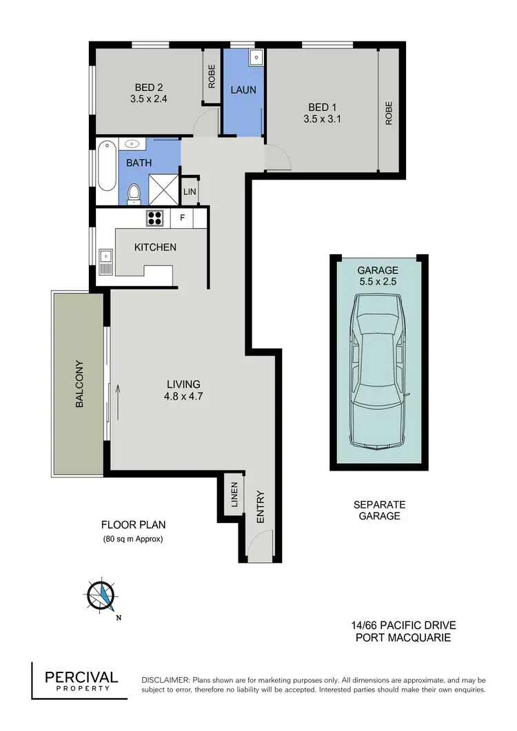 Floorplan of Homely unit listing, 14/66 Pacific Drive, Port Macquarie NSW 2444