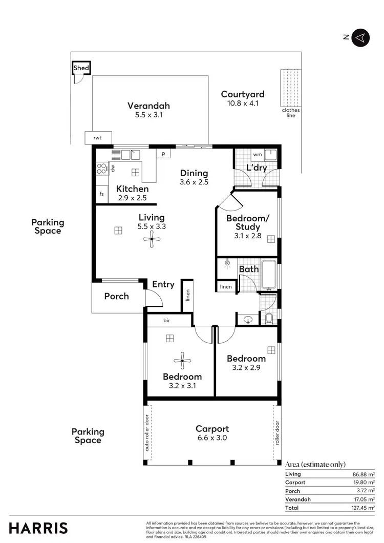Floorplan of Homely unit listing, 73C Dunrobin Road, Hove SA 5048