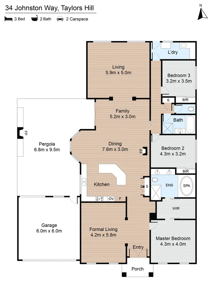 Floorplan of Homely house listing, 34 Johnston Way, Taylors Hill VIC 3037