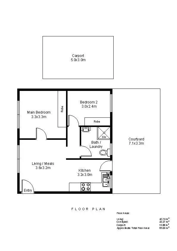 Floorplan of Homely unit listing, 2/14 Chambers Street, Marion SA 5043