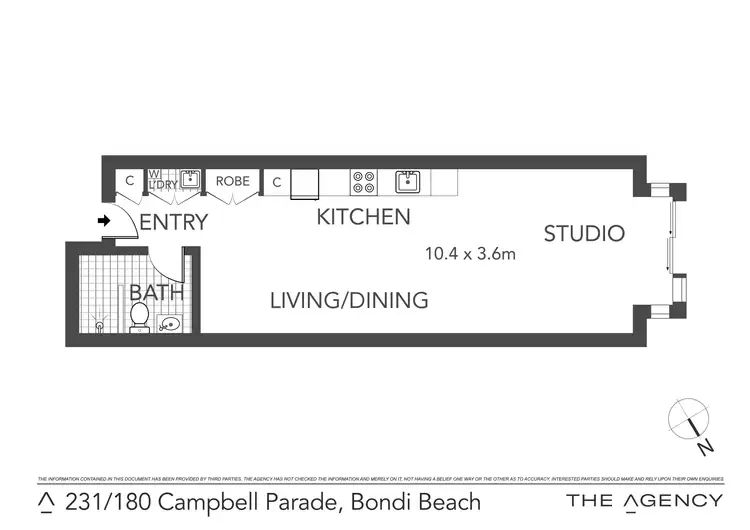 Floorplan of Homely studio listing, 231/180 Campbell Parade, Bondi Beach NSW 2026
