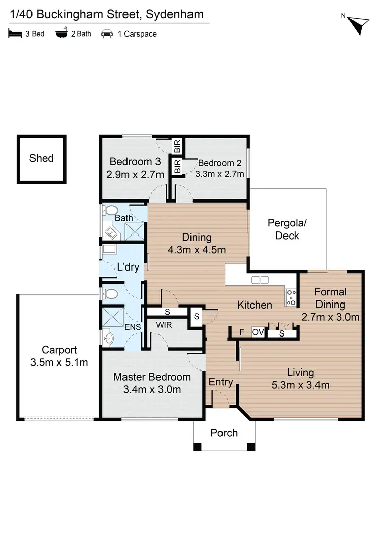 Floorplan of Homely unit listing, 1/40 Buckingham Street, Sydenham VIC 3037