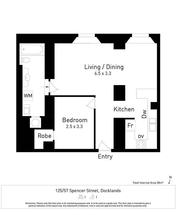 Floorplan of Homely apartment listing, 125/57 Spencer Street, Melbourne VIC 3000