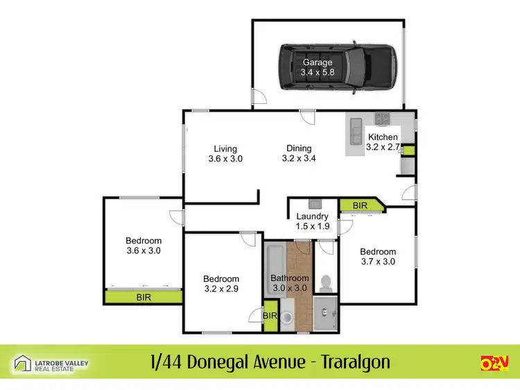 Floorplan of Homely unit listing, 1/44 Donegal Avenue, Traralgon VIC 3844