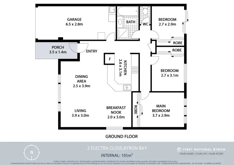 Floorplan of Homely semi-detached listing, 2 Electra Close, Byron Bay NSW 2481