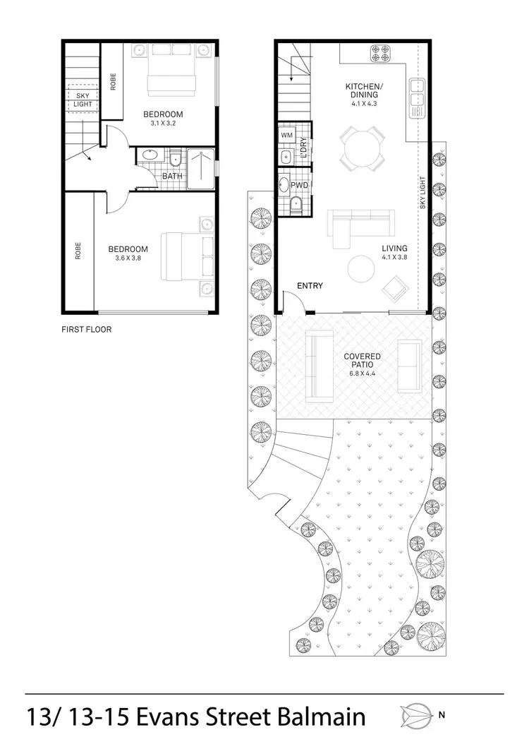 Floorplan of Homely townhouse listing, 13/13-15 Evans Street, Balmain NSW 2041