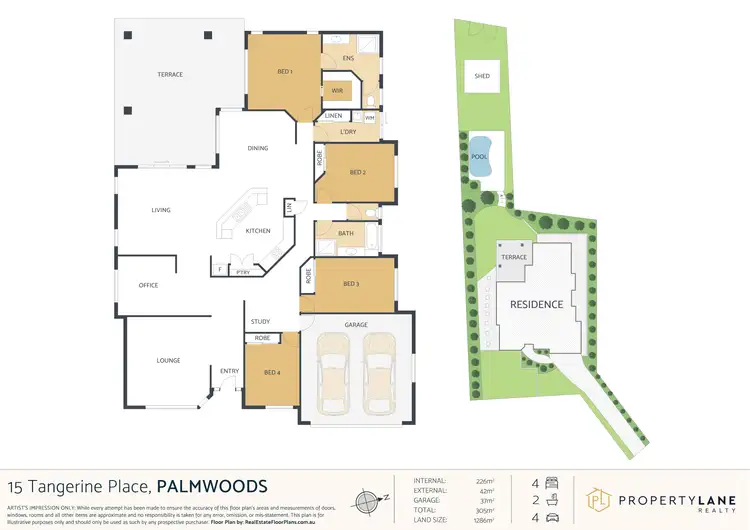 Floorplan of Homely house listing, 15 Tangerine Place, Palmwoods QLD 4555