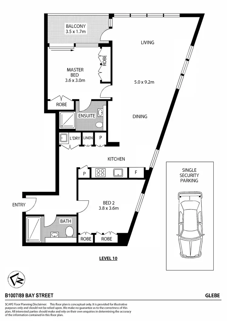 Floorplan of Homely apartment listing, B1007/89 Bay Street, Glebe NSW 2037