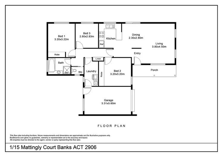 Floorplan of Homely semi-detached listing, 1/15 Mattingley Court, Banks ACT 2906