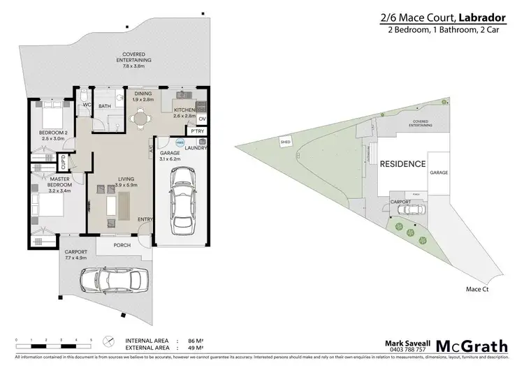 Floorplan of Homely semi-detached listing, 2/6 Mace Court, Labrador QLD 4215