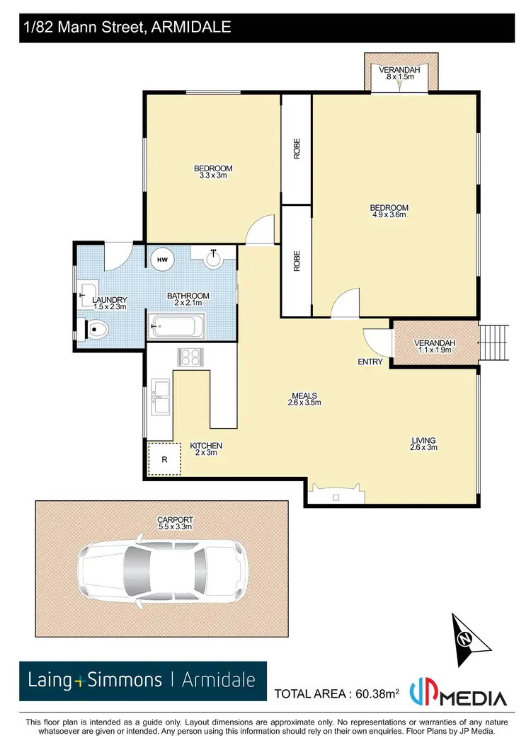Floorplan of Homely semi-detached listing, 82 Mann Street, Armidale NSW 2350