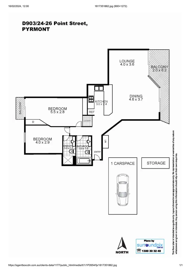 Floorplan of Homely apartment listing, D903/24-26 Point Street, Pyrmont NSW 2009
