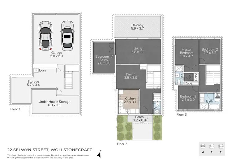 Floorplan of Homely townhouse listing, 22 Selwyn Street, Wollstonecraft NSW 2065