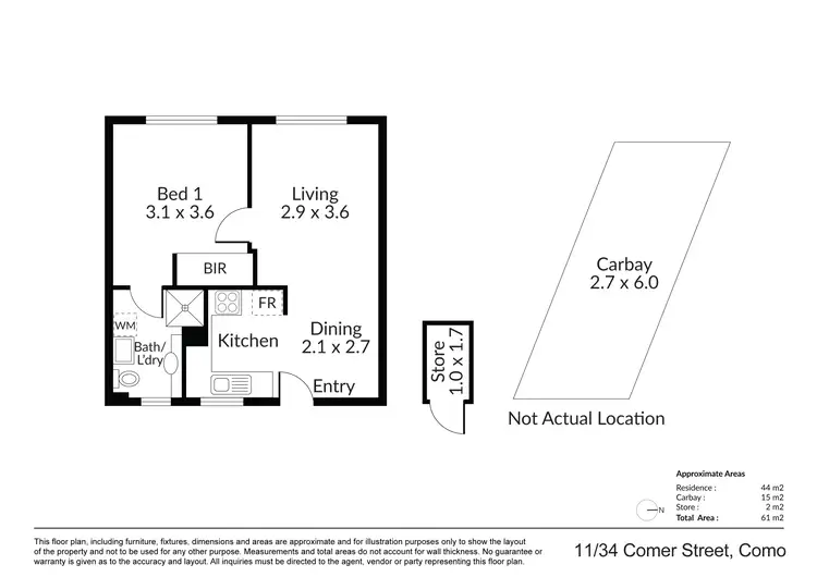 Floorplan of Homely apartment listing, 11/34 Comer Street, Como WA 6152