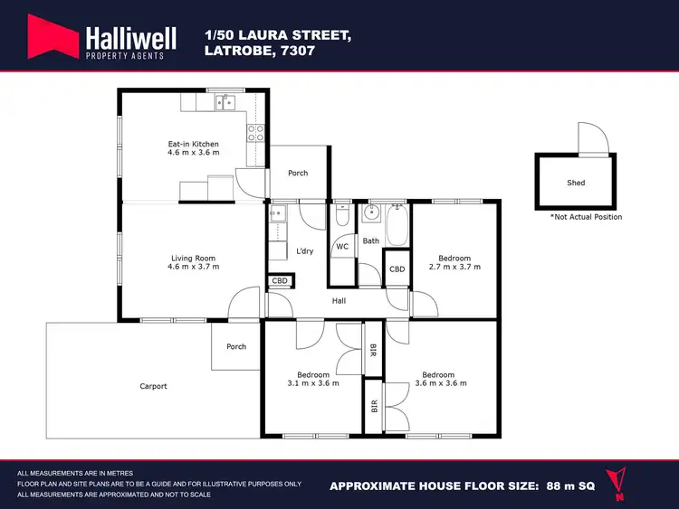 Floorplan of Homely unit listing, 1/50 Laura Street, Latrobe TAS 7307