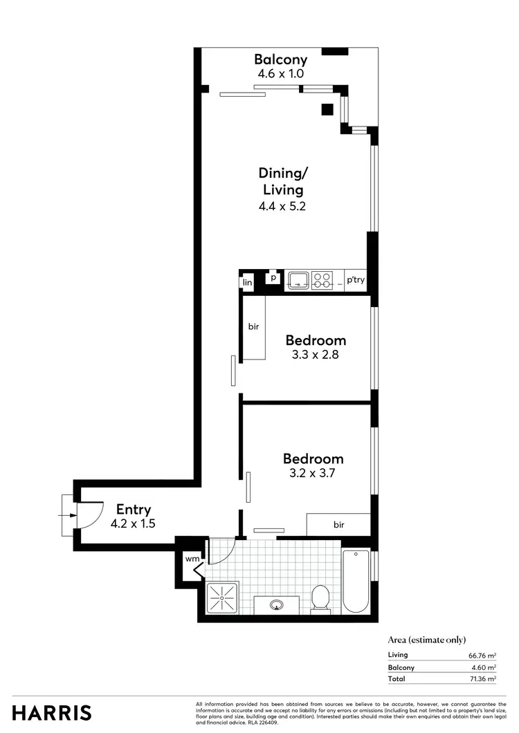 Floorplan of Homely apartment listing, 711/102-105 North Terrace, Adelaide SA 5000