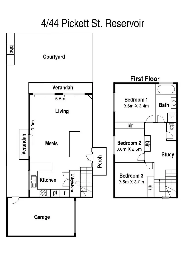 Floorplan of Homely townhouse listing, 4/44 Pickett Street, Reservoir VIC 3073