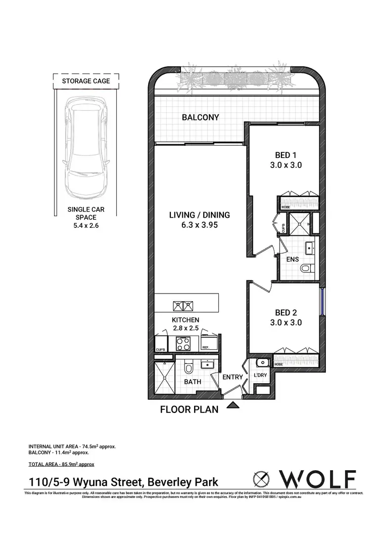 Floorplan of Homely apartment listing, 110/5-9 Wyuna Street, Beverley Park NSW 2217