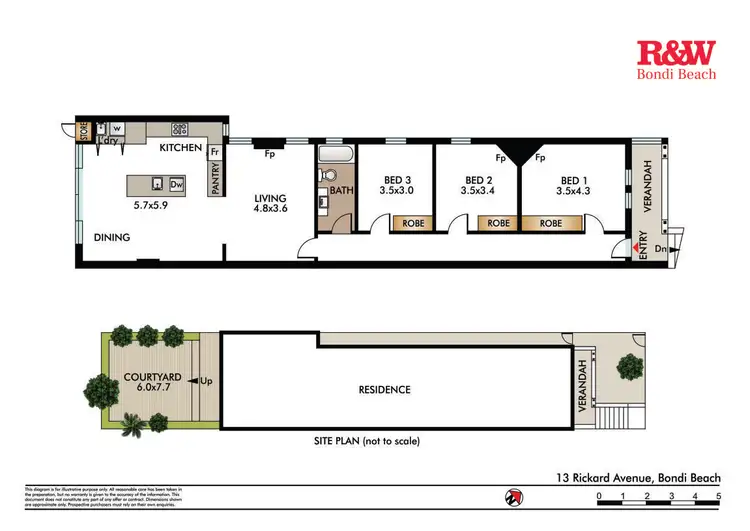 Floorplan of Homely semi-detached listing, 13 Rickard Avenue, Bondi Beach NSW 2026