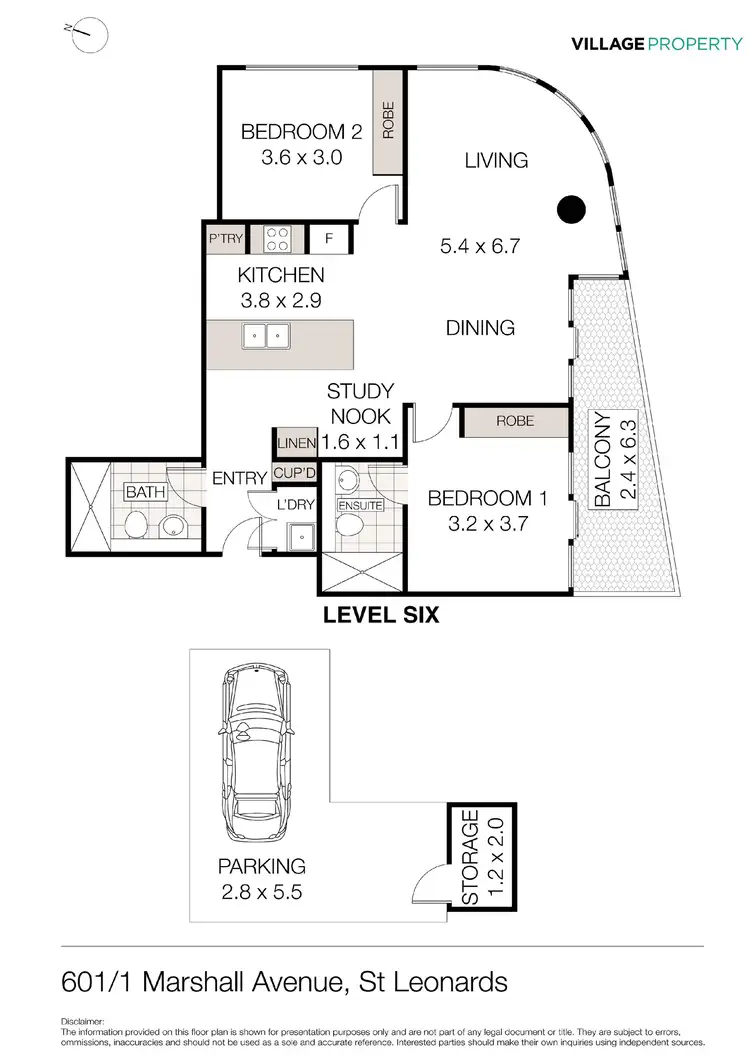 Floorplan of Homely apartment listing, 601/1 Marshall Avenue, St Leonards NSW 2065