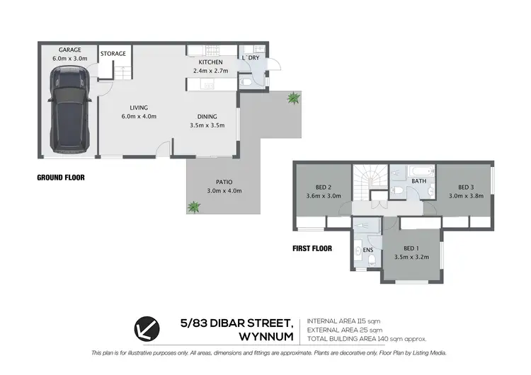 Floorplan of Homely townhouse listing, 5/83 Dibar Street, Wynnum QLD 4178