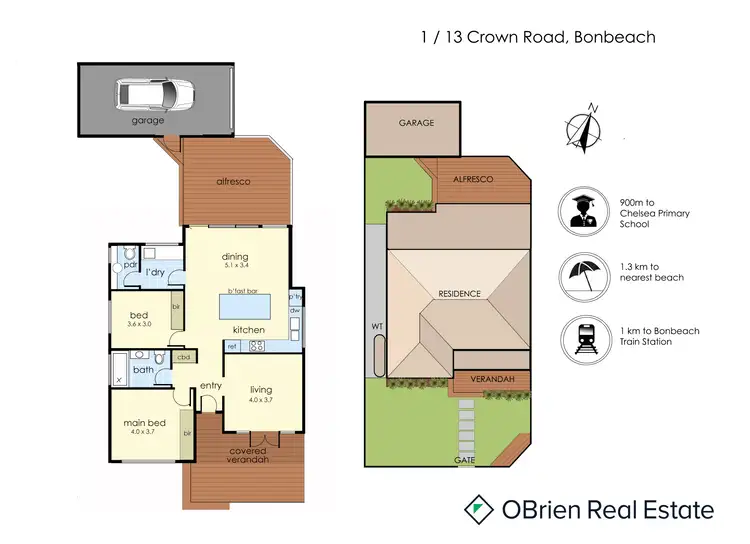 Floorplan of Homely unit listing, 1/13 Crown Road, Bonbeach VIC 3196