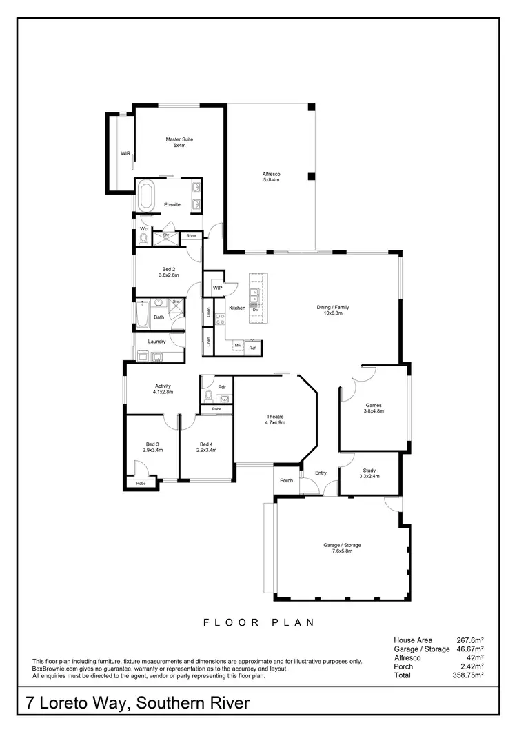 Floorplan of Homely house listing, 7 Loreto Way, Southern River WA 6110