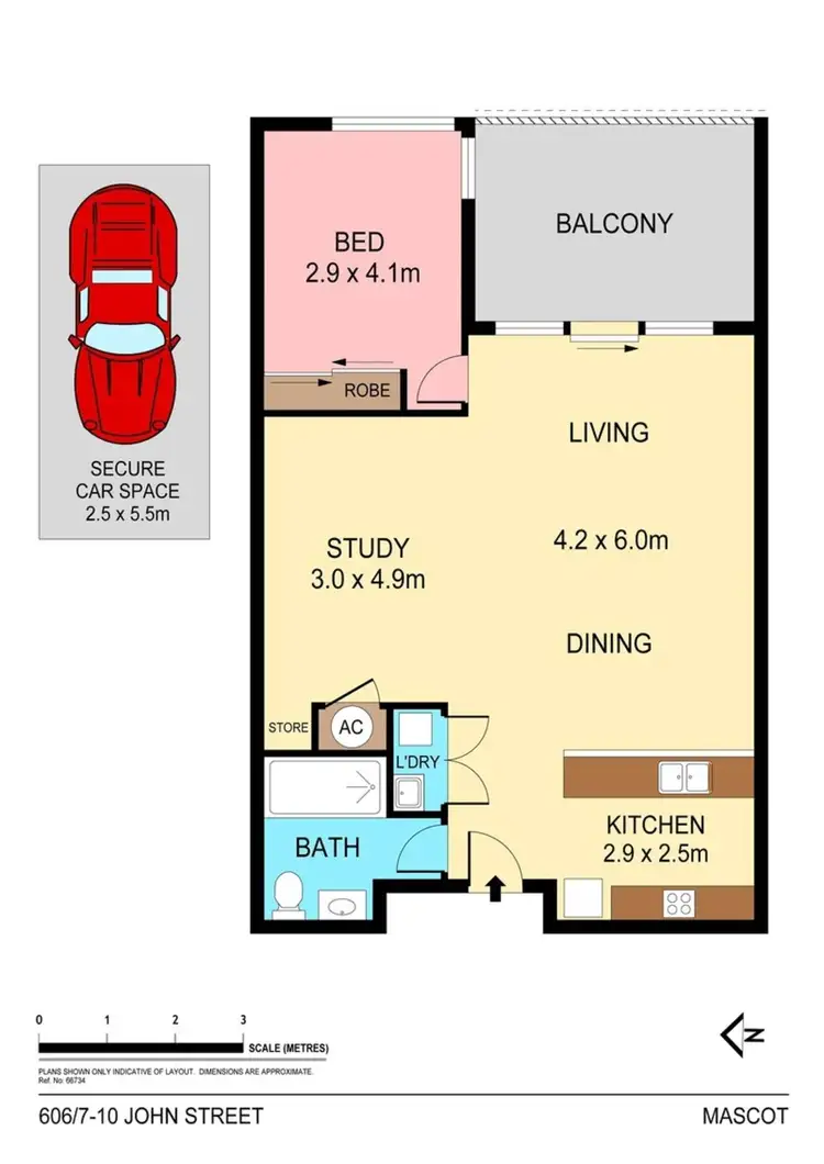 Floorplan of Homely apartment listing, 606/7 John Street, Mascot NSW 2020