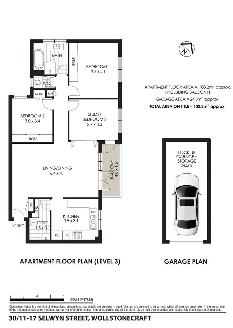 Floorplan of Homely apartment listing, 30/11-17 Selwyn Street, Wollstonecraft NSW 2065