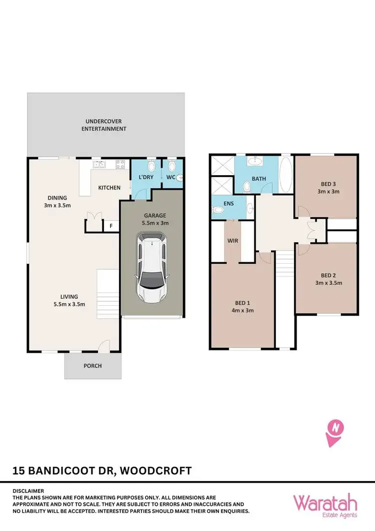 Floorplan of Homely semi-detached listing, 15 Bandicoot Drive, Woodcroft NSW 2767