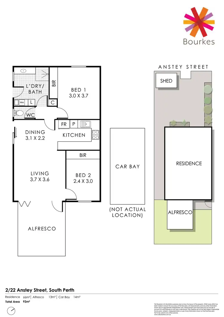 Floorplan of Homely unit listing, 2/22 Anstey Street, South Perth WA 6151