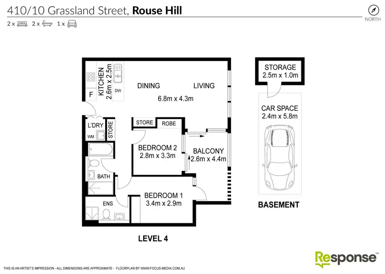 Floorplan of Homely apartment listing, 410/10 Grassland Street, Rouse Hill NSW 2155