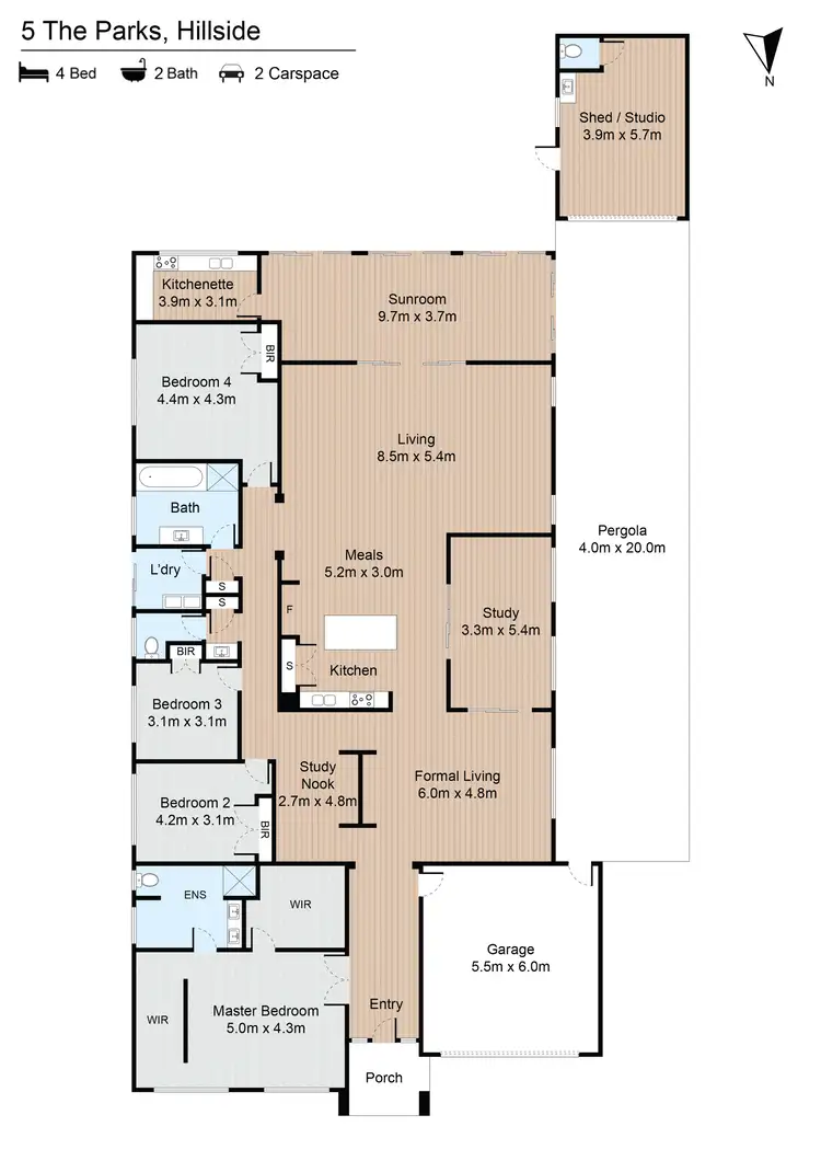 Floorplan of Homely house listing, 5 The Parks, Hillside VIC 3037