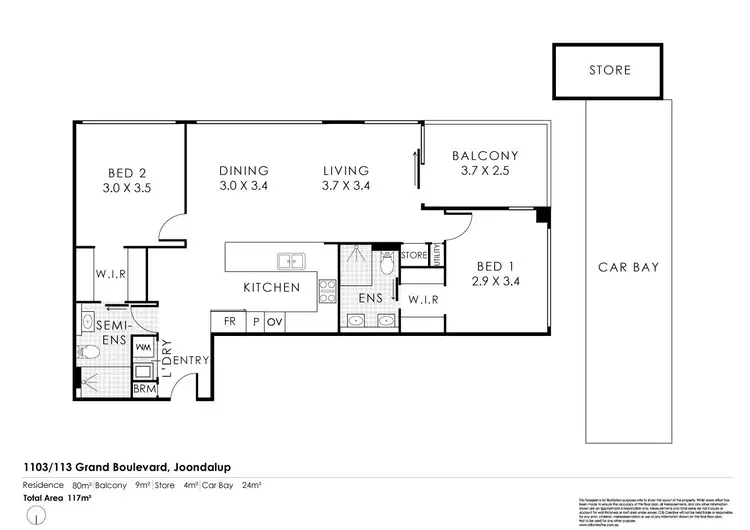 Floorplan of Homely apartment listing, 1103/113 Grand Boulevard, Joondalup WA 6027