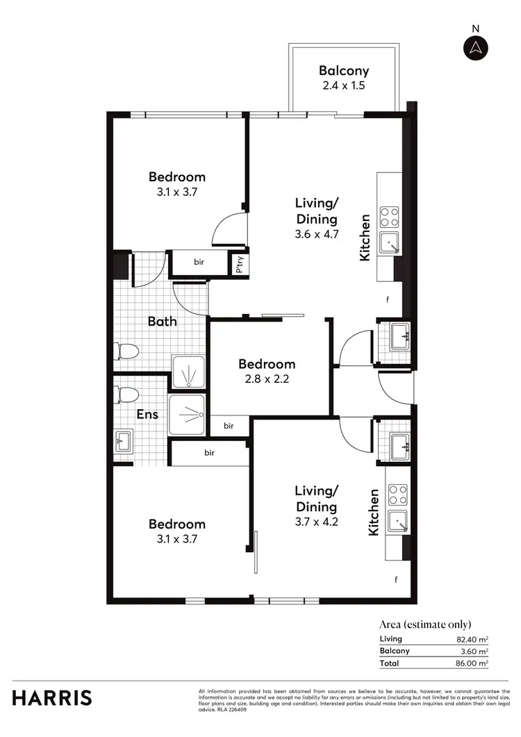 Floorplan of Homely apartment listing, 505/252 Flinders Street, Adelaide SA 5000