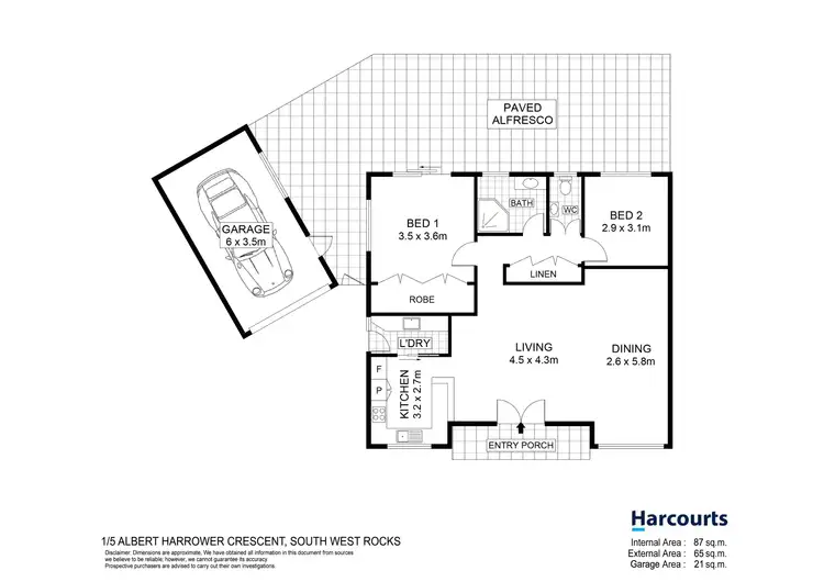 Floorplan of Homely villa listing, 1/5 Albert Harrower Crescent, South West Rocks NSW 2431