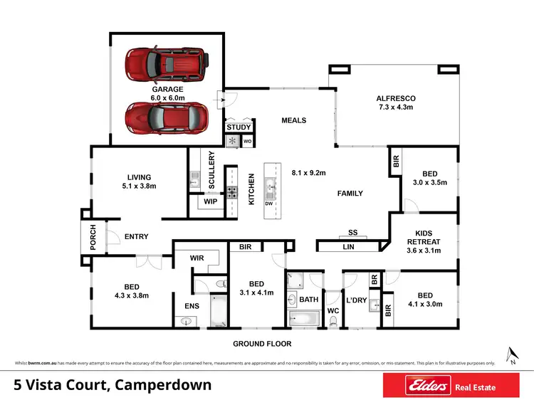 Floorplan of Homely house listing, 5 Vista Court, Camperdown VIC 3260