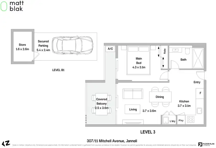 Floorplan of Homely apartment listing, 307/11 Mitchell Avenue, Jannali NSW 2226