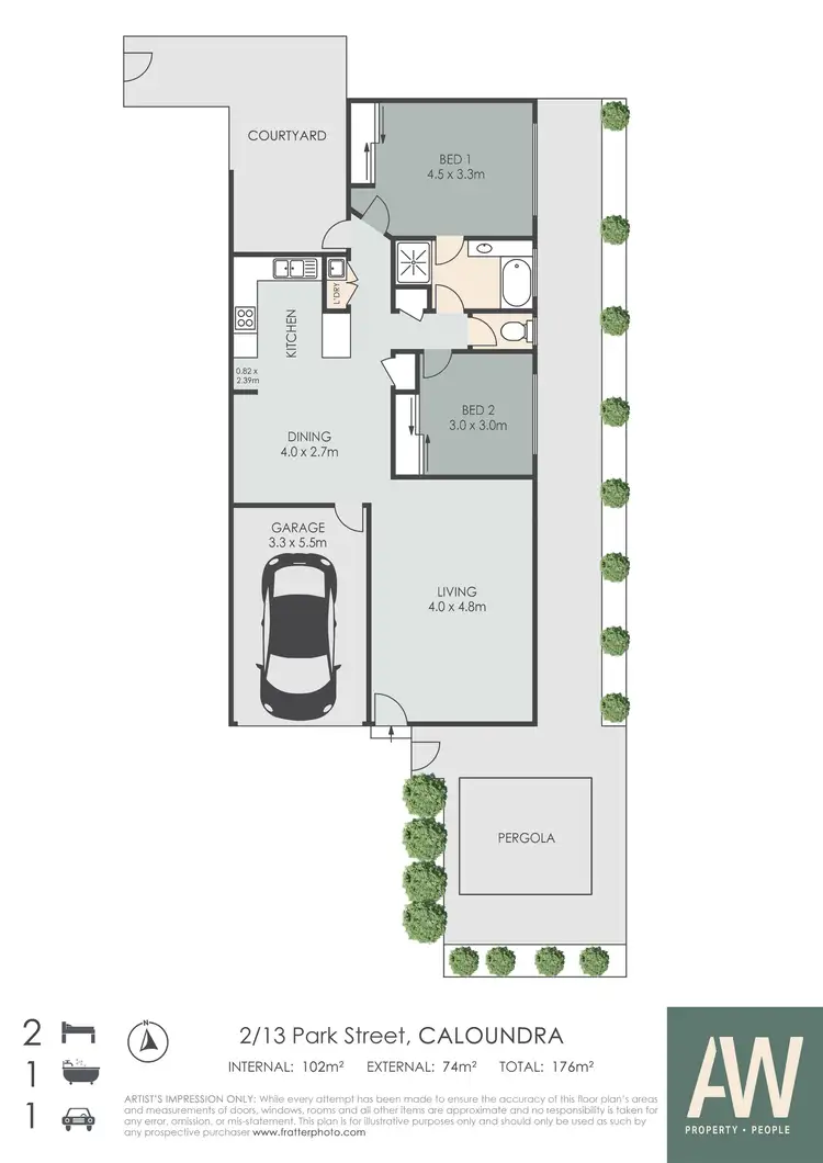 Floorplan of Homely unit listing, 2/13 Park Street, Caloundra QLD 4551
