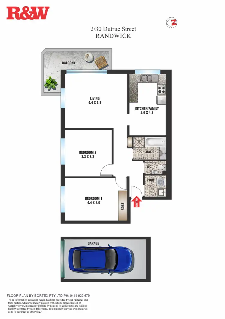 Floorplan of Homely apartment listing, 2/30 Dutruc Street, Randwick NSW 2031