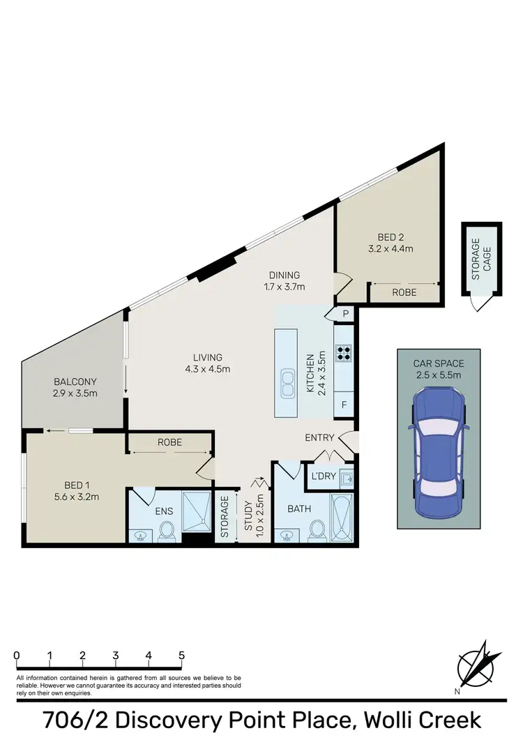 Floorplan of Homely apartment listing, 706/2 Discovery Point Place, Wolli Creek NSW 2205