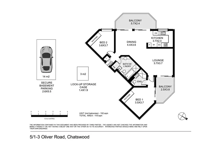 Floorplan of Homely unit listing, 5/1-3 Oliver Road, Chatswood NSW 2067