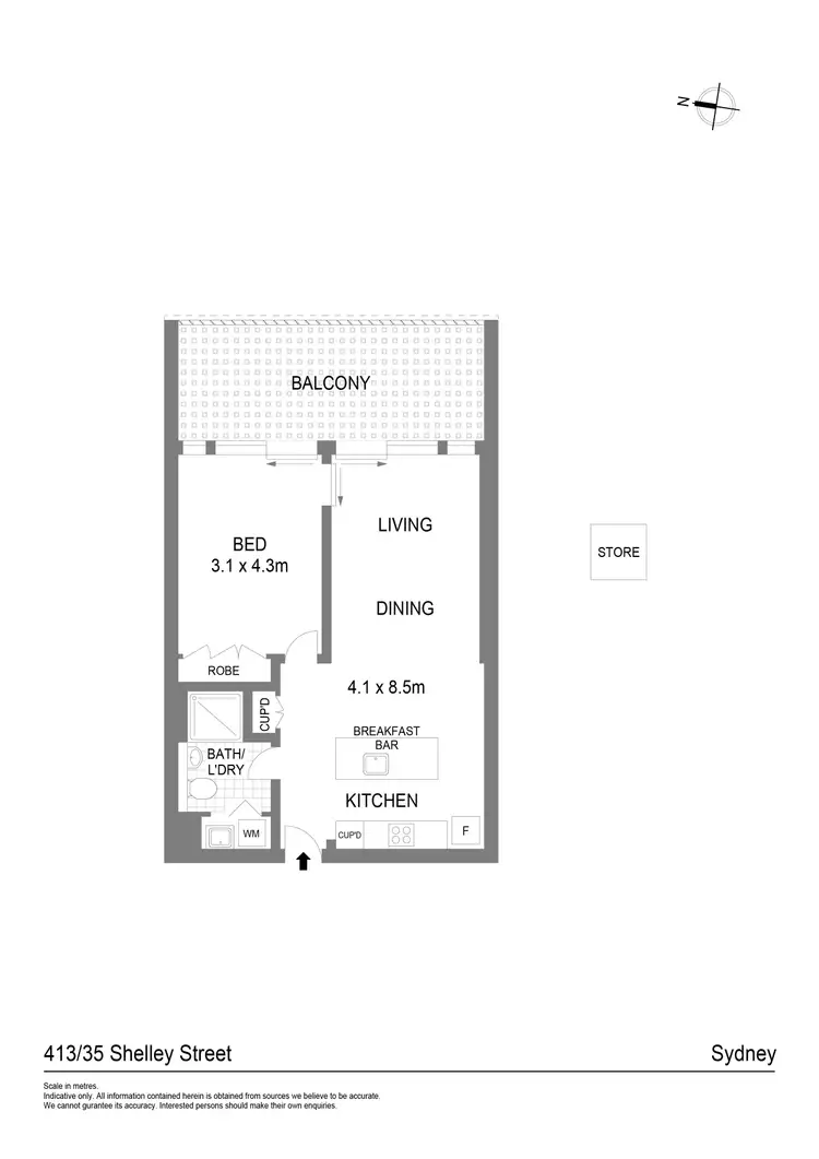 Floorplan of Homely apartment listing, 413/35 Shelley Street, Sydney NSW 2000