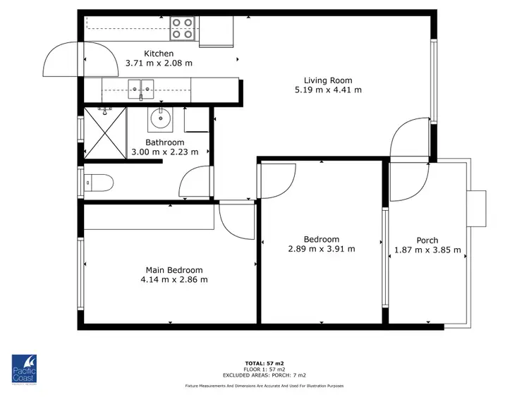 Floorplan of Homely unit listing, 3/56 Wharf Street, Tuncurry NSW 2428