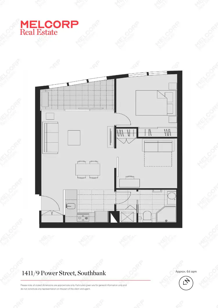 Floorplan of Homely apartment listing, 1411/9 Power Street, Southbank VIC 3006