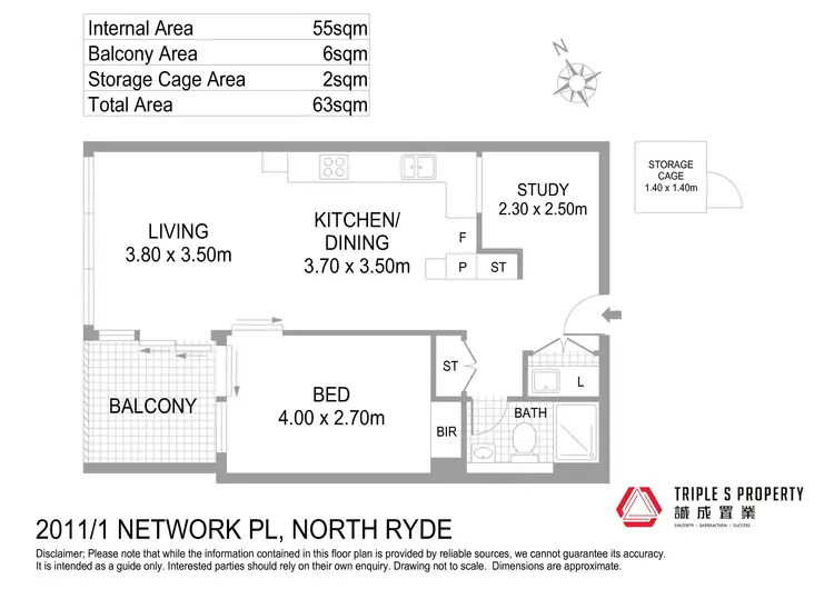 Floorplan of Homely apartment listing, 2011/1 Network Place, North Ryde NSW 2113
