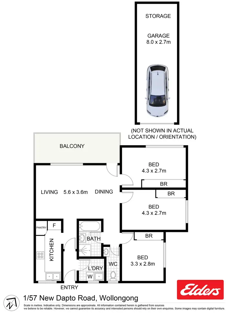Floorplan of Homely apartment listing, 1/57 New Dapto Road, Wollongong NSW 2500