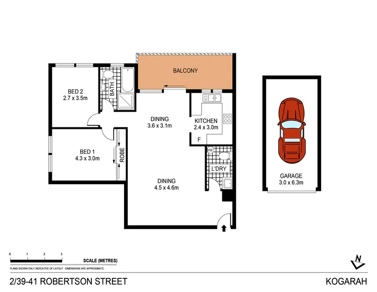 Floorplan of Homely apartment listing, 2/39-41 Robertson Street, Kogarah NSW 2217