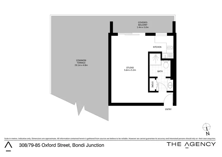 Floorplan of Homely studio listing, 308/79-85 Oxford Street, Bondi Junction NSW 2022